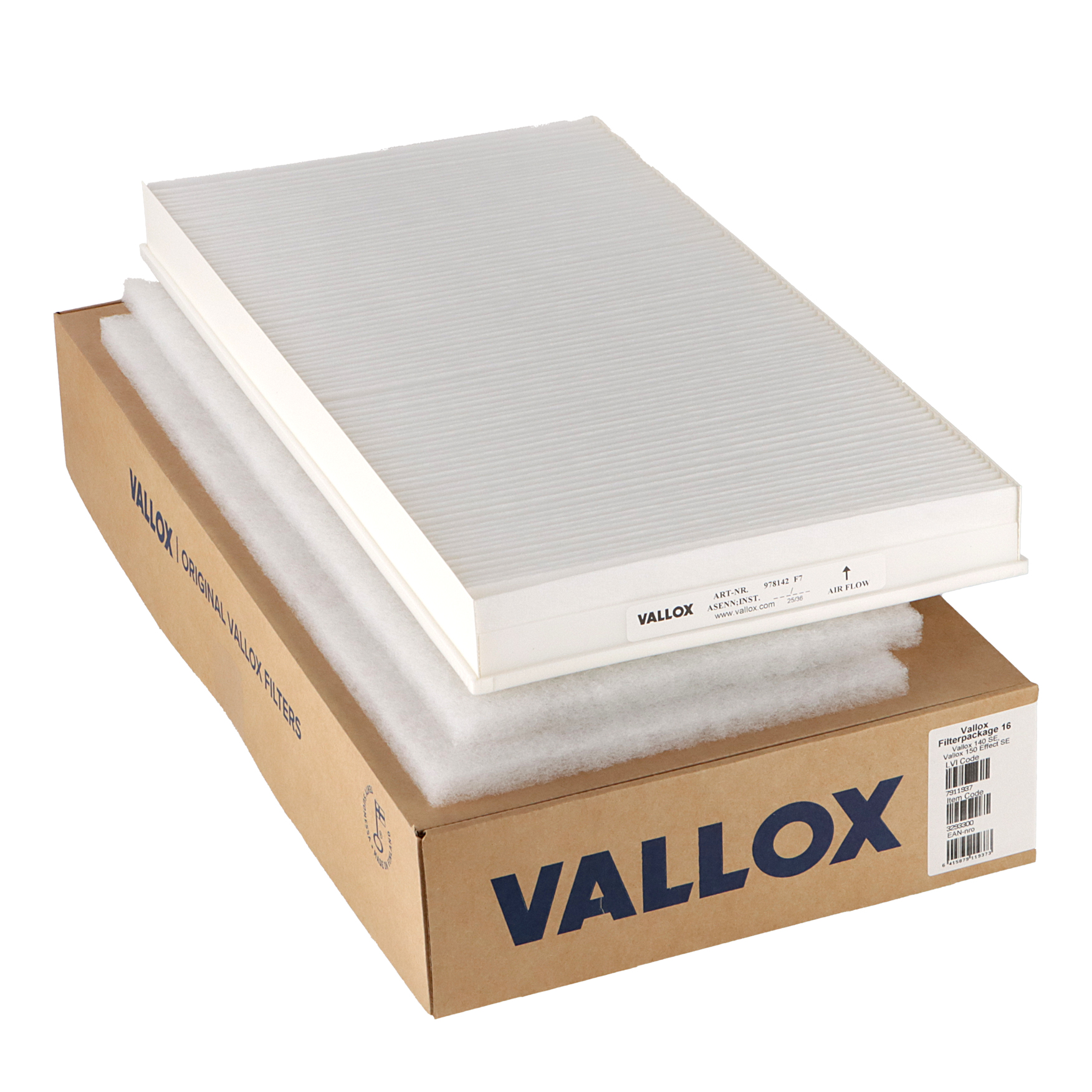 Vallox 140 SE / 150 Effect SE filtru komplekts Nr. 16 G4+G4+F7 (oriģināls)