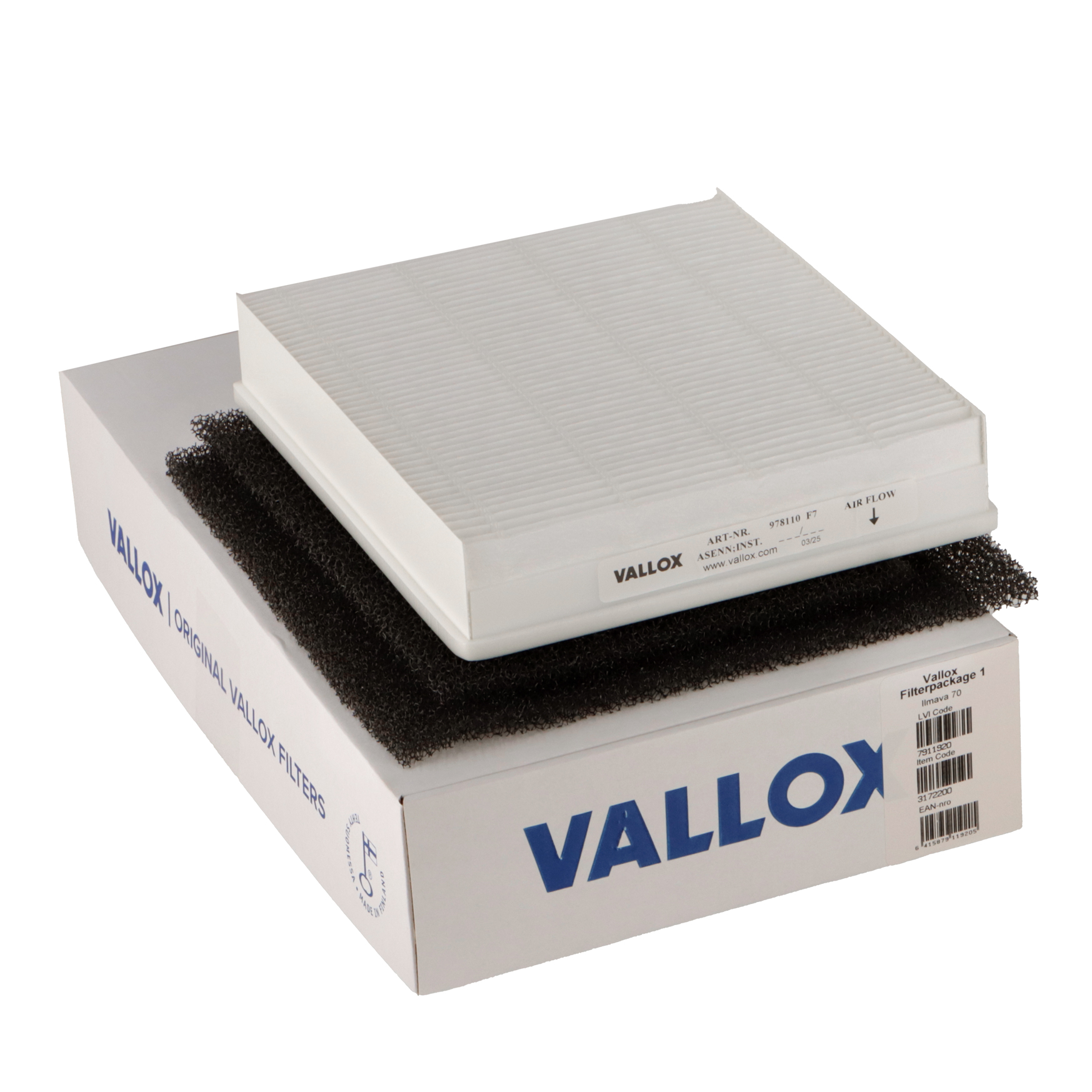 Vallox ILMAVA 70 (pirms 2005. gada) filtru komplekts Nr. 1 G1+G1+F7 (oriģināls)